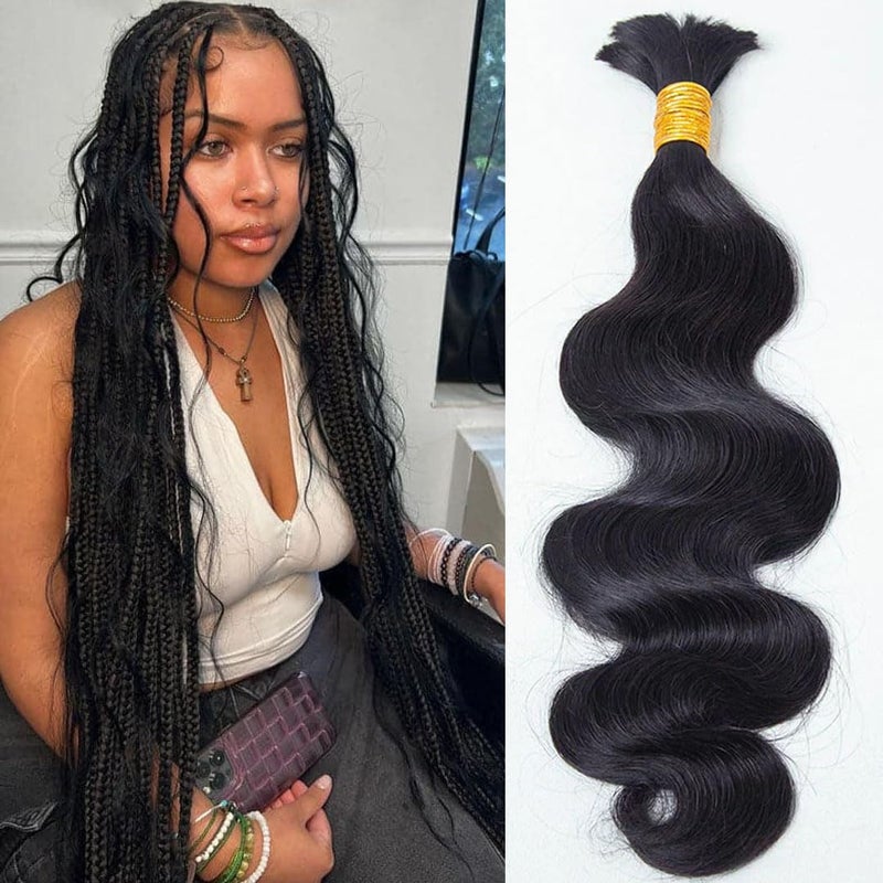 YWIGS Body Wave Human Braiding Hair for Boho Braids 50G No Weft Virgin Human Hair Bulk Human Hair for Braiding 18inch